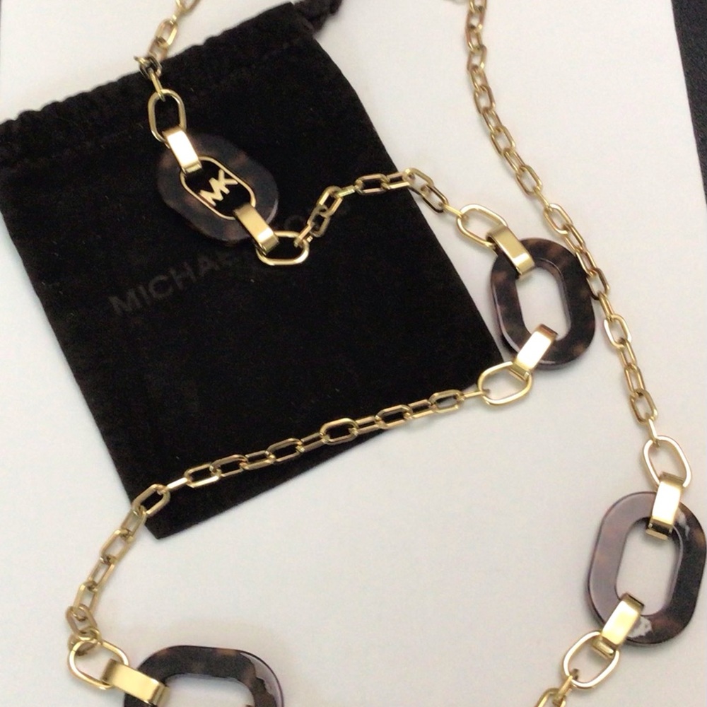 Michael Kors Tortoise Link Gold Chain Necklace Vintage